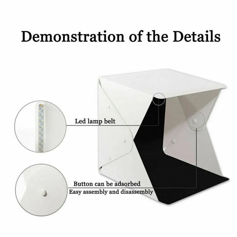 LED Panel Light Box Photography Photo Studio box Tabletop Shooting Lightbox Portable Foldable Photobox With 2 Background