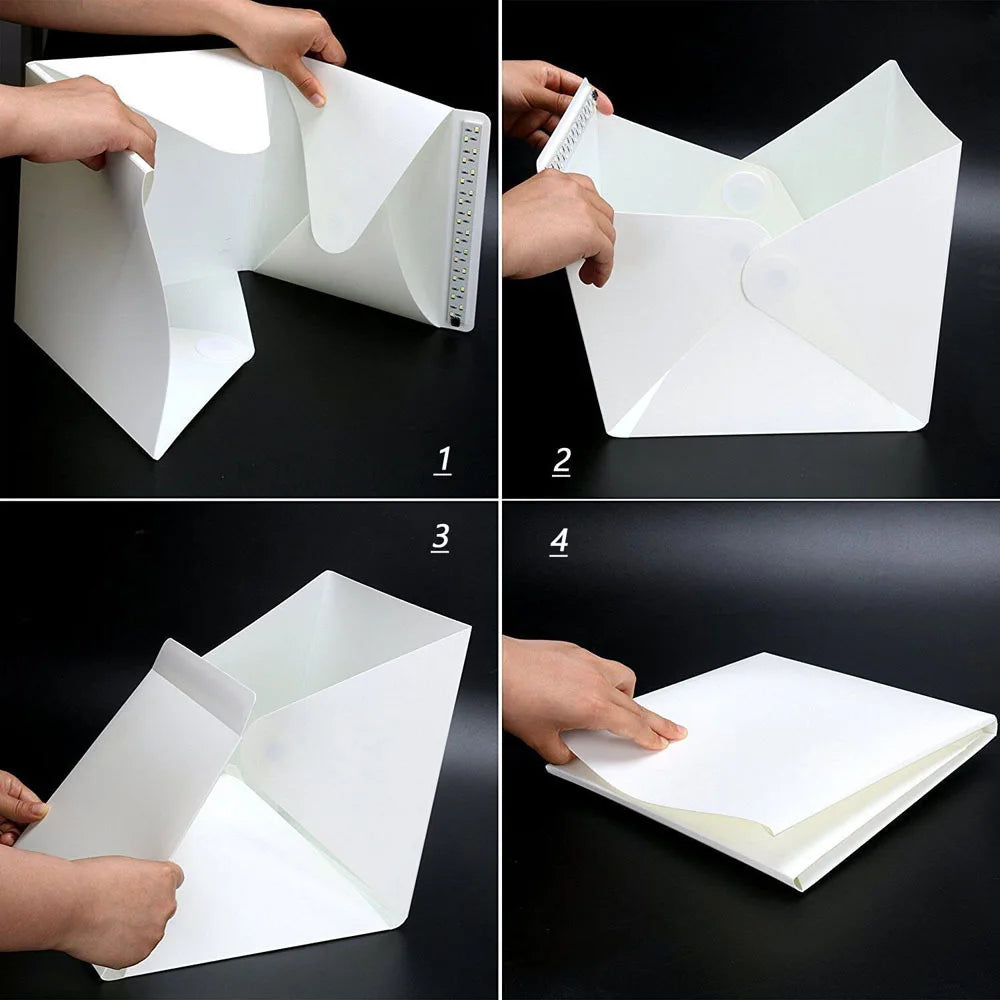 LED Panel Light Box Photography Photo Studio box Tabletop Shooting Lightbox Portable Foldable Photobox With 2 Background